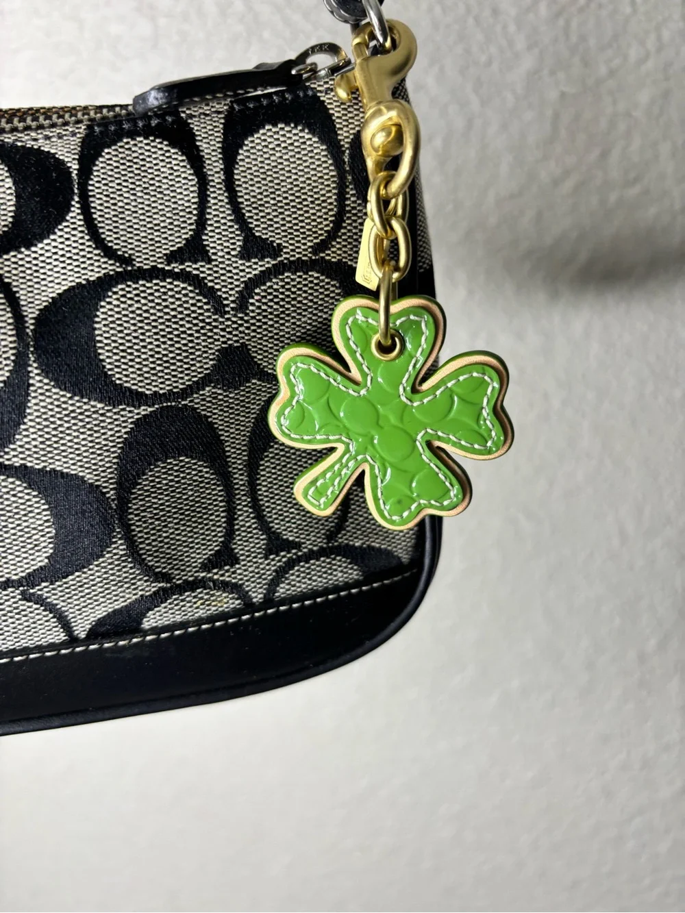Coach Four Leaf Clover bag charm green patent leather shamrock - charm only